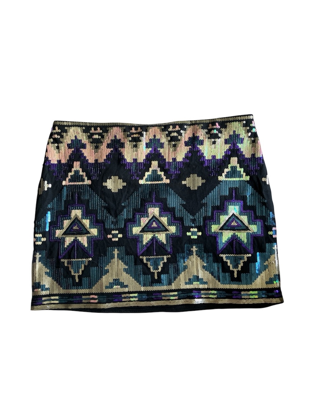 Express Sequin Aztec-print Miniskirt S EUC